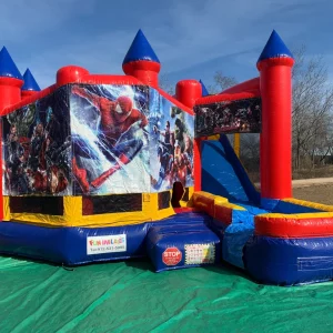 DC Superheroes bounce house with slide