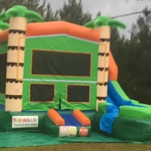 Tropical bounce house with slide