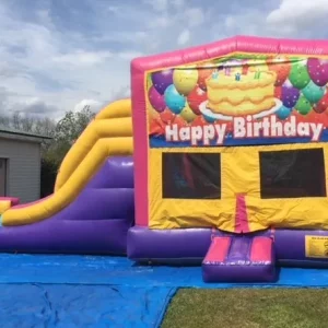 happy birthday bounce house with slide 2