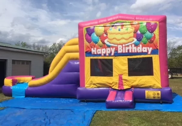 happy birthday bounce house with slide 2