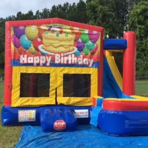 happy birthday bounce house with slide