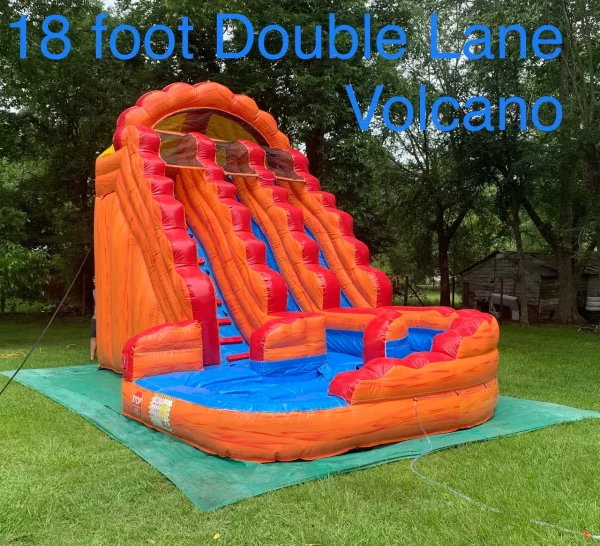 18 foot double lane volcano water slide