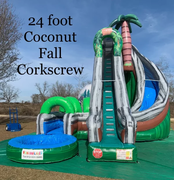 24 Foot coconut fall corkscrew water slide