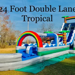 24 foot double lane tropical water slide